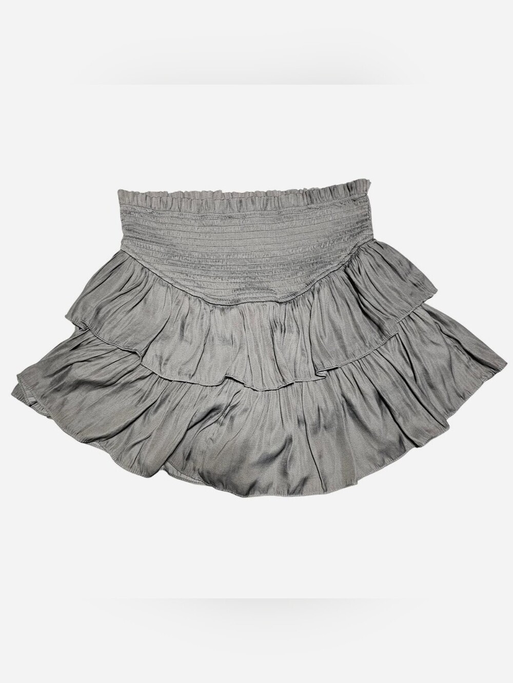 Mustard Seed Silver Metallic Smocked Ruffle Mini Skort Small